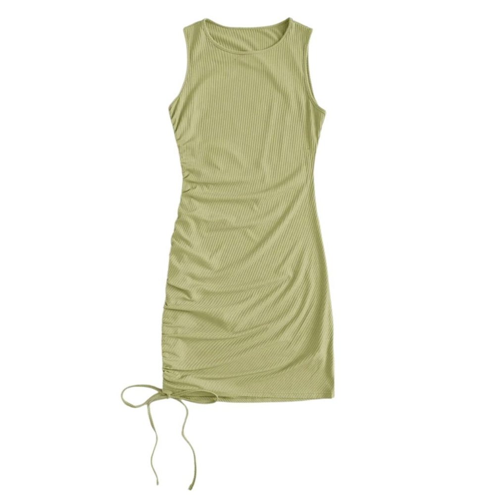 Shein Solid Drawstring Side Bodycon Dress - Effortless Style and Flattering Fit